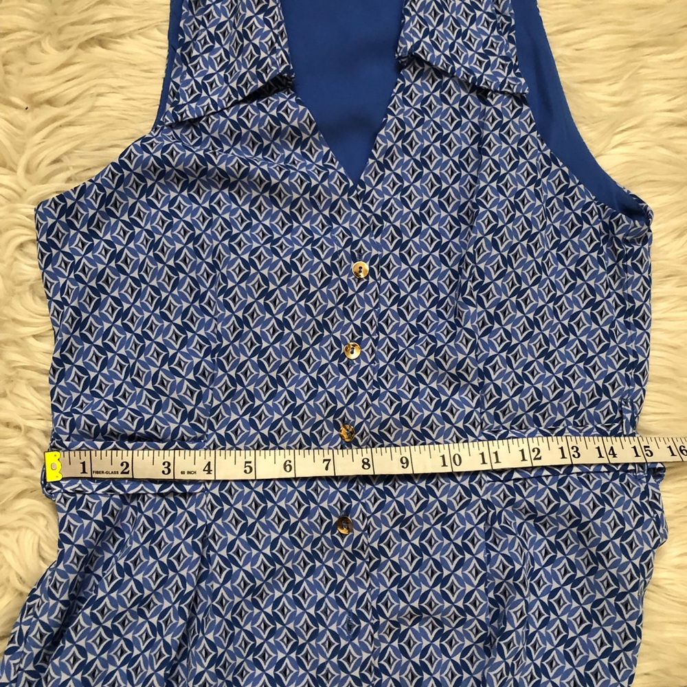 CeCe Geometric Diamond Button Down Collared Flowy… - image 15